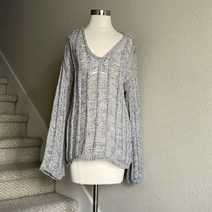 Keith Sz M Gray V-neck Loose Knit Sweater